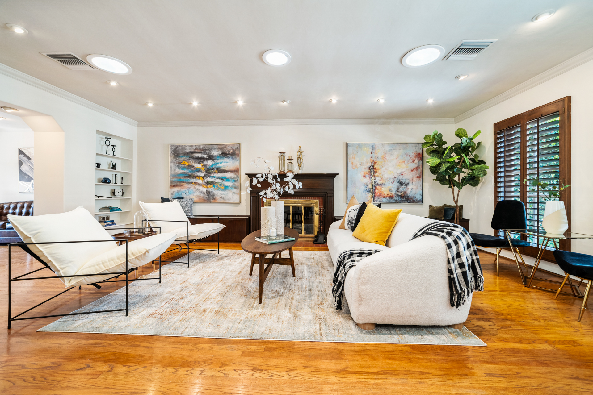 Living room, fireplace view