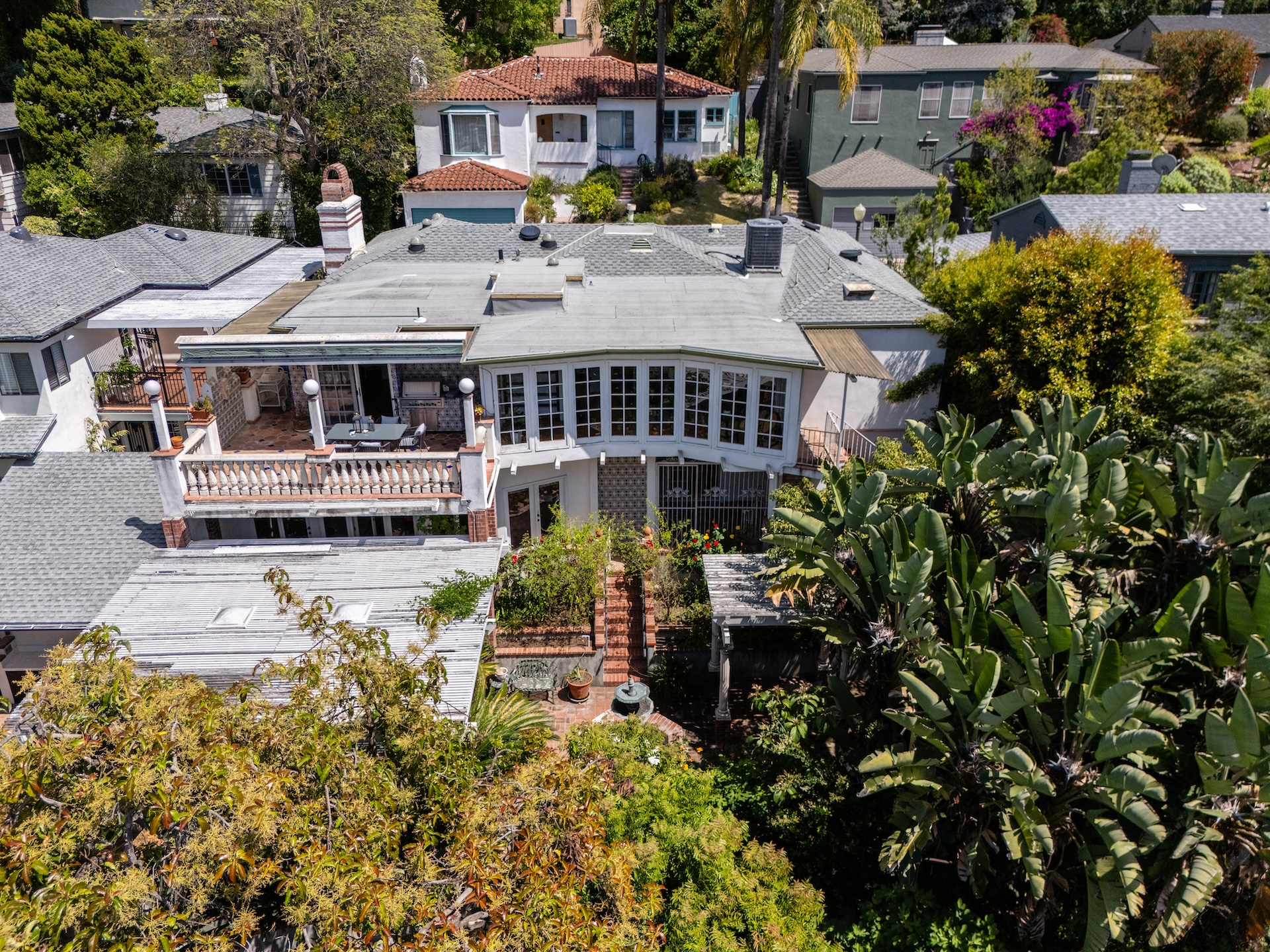 Aerial view of the property and Silver Lake hillside